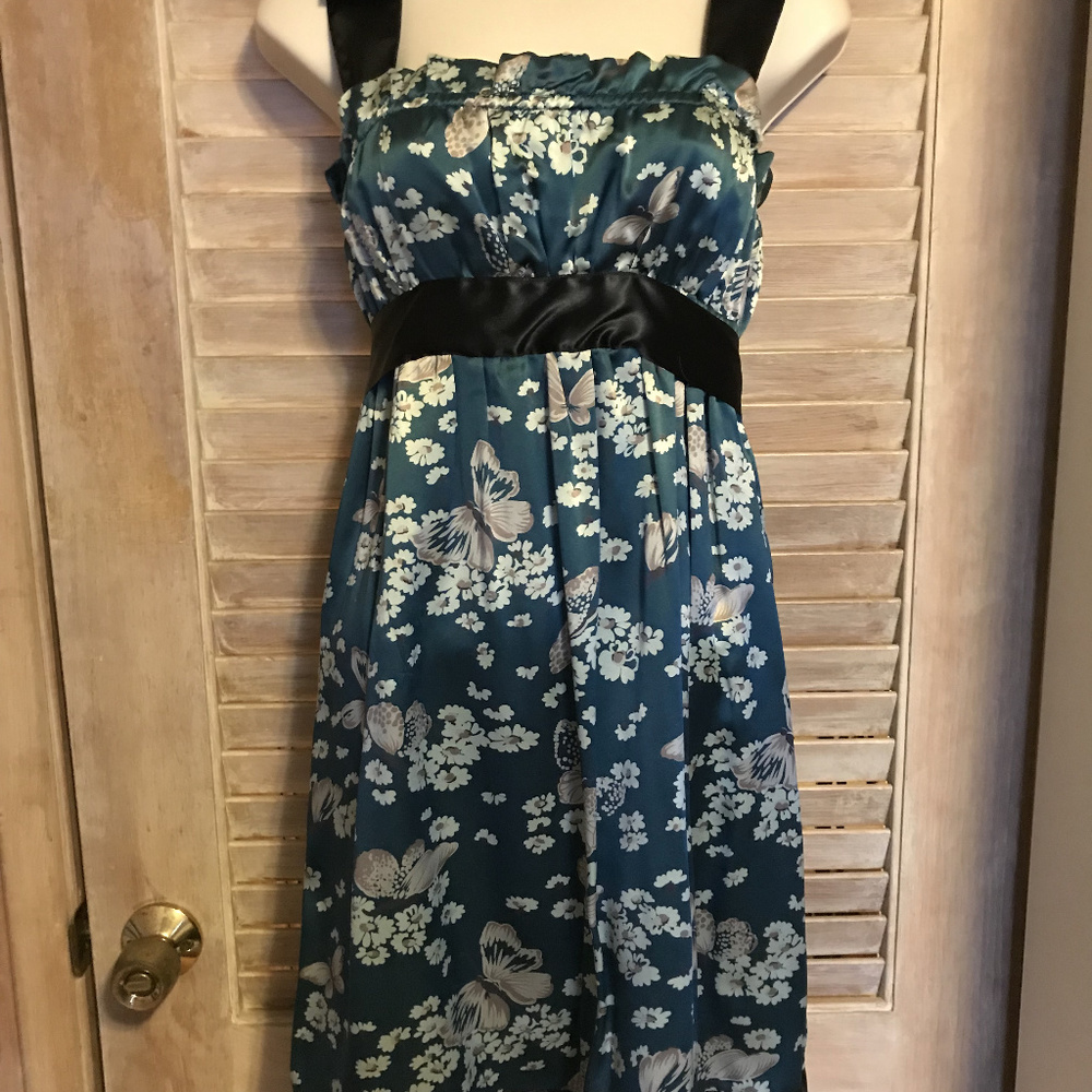Betsey Johnson Butterfly Floral Silk Dress Prom